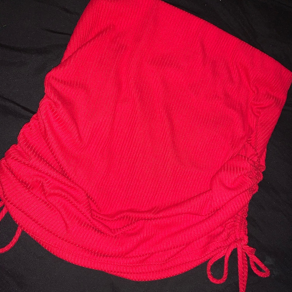 Red Ribbed Skirt